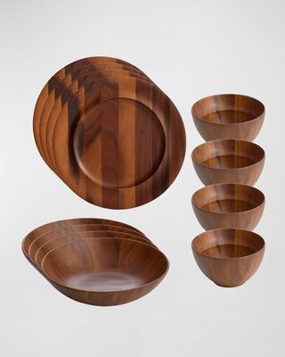 Skye Wood 12-Piece Dinnerware Set