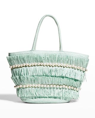 Skylar Straw Pearly Tote Bag