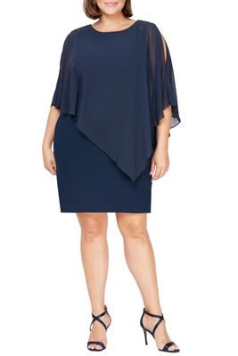 SL FASHIONS Beaded Popover Dress in New Navy