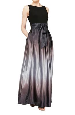 SL FASHIONS SLNY Ombre Satin Gown in Bks