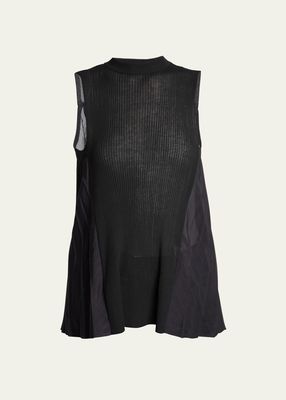 SL KNIT TOP WITH SHEER PLEAT