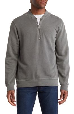 Slate & Stone Quarter Zip French Terry Pullover in Washed Grey