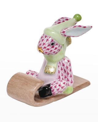 Sledding Bunny Figurine