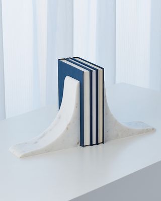 Sleek Marble Bookends - White