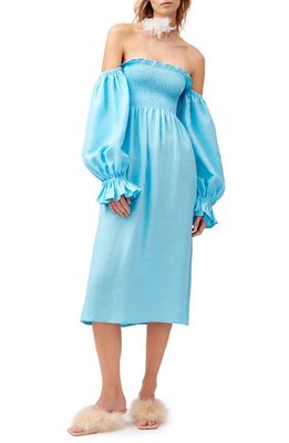 Sleeper Atlanta Balloon Sleeve Linen Nightgown in Blue