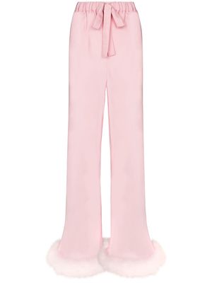 Sleeper Boudoir feather-hem trousers - Pink