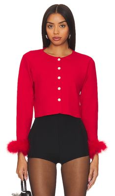 Sleeper Cardigan With Detachable Feathers in Red