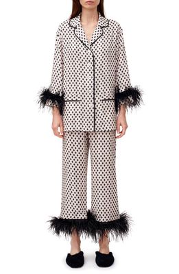 Sleeper Party Double Feather Pajamas in Black And White