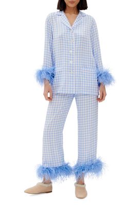 Sleeper Party Double Feather Pajamas in Blue And White