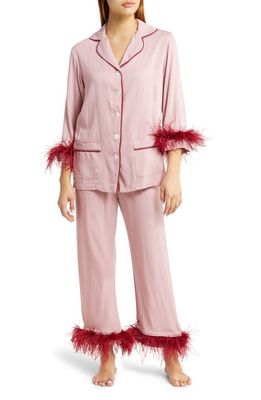 Sleeper Party Double Feather Pajamas in Wine