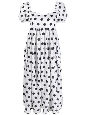 Sleeper polka dot-print puff-sleeve dress - White
