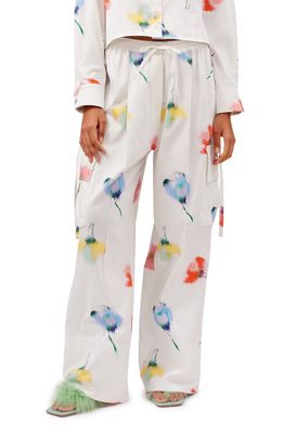 Sleeper Safari Stretch Cotton Cargo Pajama Pants in White Multi Color