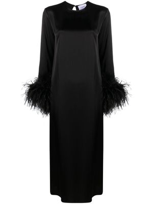 Sleeper Suzi feather-cuffs maxi dress - Black