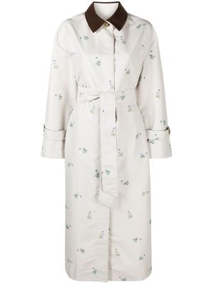 Sleeper Yason floral-print trench coat - Neutrals