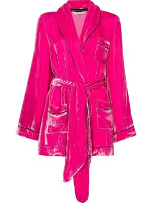 Sleeping with Jacques Bon Vivant silk velvet robe - Pink