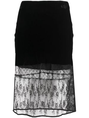Sleeping with Jacques Francine velvet lace-detailed skirt - Black