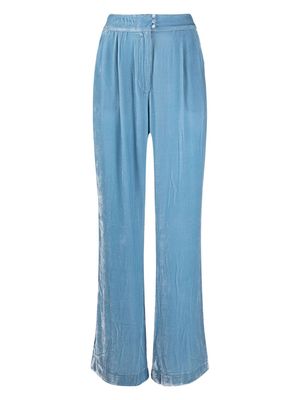 Sleeping with Jacques velvet wide-leg pyjama bottoms - Blue