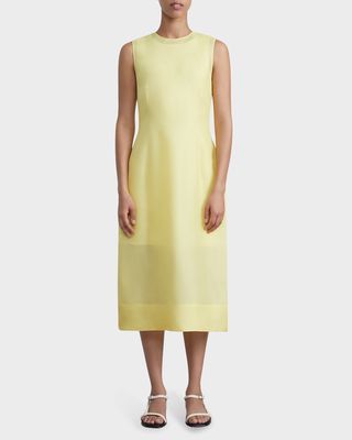 Sleeveless A-Line Silk Midi Dress