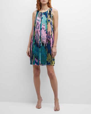 Sleeveless Abstract-Print Cocoon Dress