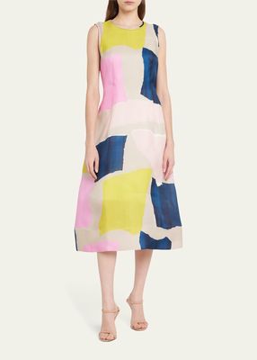 Sleeveless Abstract-Print Tulip Dress
