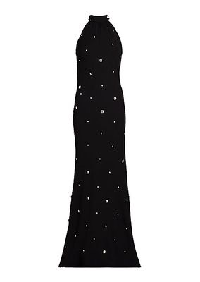 Sleeveless Crystal-Embellished Gown