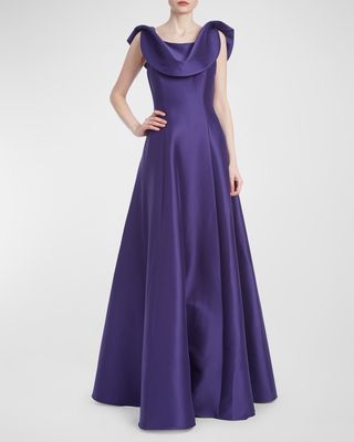 Sleeveless Draped Cowl-Neck Gown