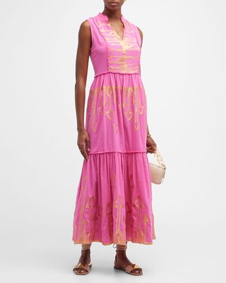 Sleeveless Embroidered Tiered Maxi Dress