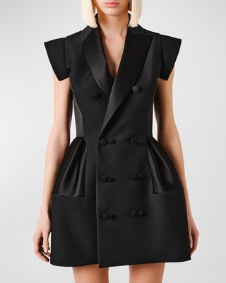 Sleeveless Fit-&-Flare Mini Tuxedo Dress