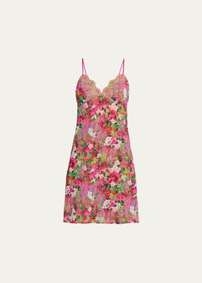 Sleeveless Floral-Print Embroidered Nightie