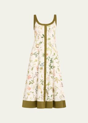 Sleeveless Floral-Print Scoop-Neck Midi Dress
