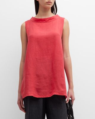 Sleeveless Garment-Dyed Lightweight Linen Tunic