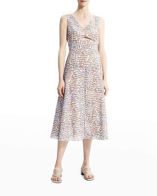 Sleeveless Printed Midi A-Line Dress