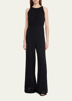 Sleeveless Ruched Tulle Jumpsuit