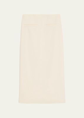 Slim Crepe High-Waist Midi Skirt