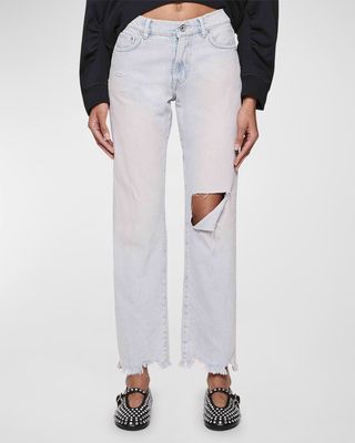 Slim Crop Overdye Straight Jeans