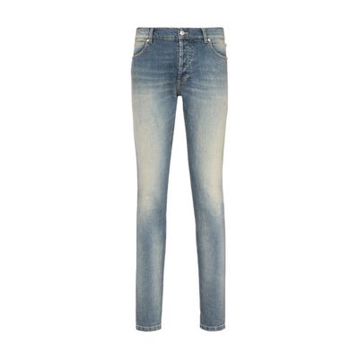 Slim cut faded cotton jeans