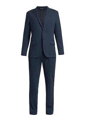 Slim-Fit Cotton-Blend Windowpane Slim-Fit Suit