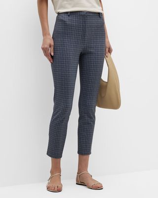 Slim-Fit Cropped Check Trousers