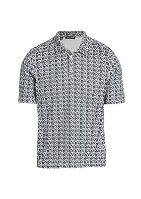 Slim-Fit Zigzag Cotton Polo Shirt