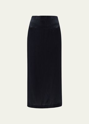 Slim Midi Pinstripe Pencil Skirt