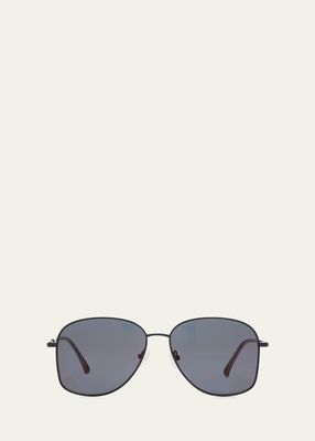 Slim Mixed-Media Aviator Sunglasses