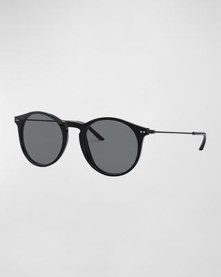 Slim Round Acetate & Plastic Sunglasses