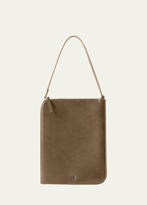 Slim Zip Leather Top-Handle Bag