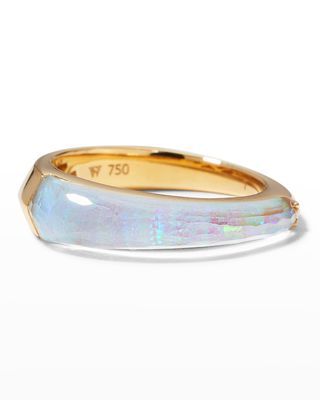 Slimline Shard Stack Ring in White Opalescent with Clear Quartz