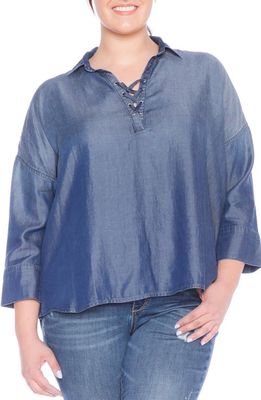 SLINK Jeans Jeans Lace-Up Top in Midnight