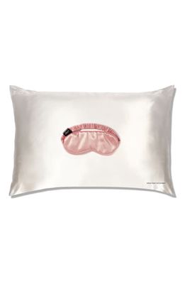 slip for beauty sleep Pillowcase & Eye Mask Set in White/Pink