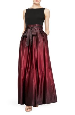 SLNY Ombrè Satin Woven Gown in Fig