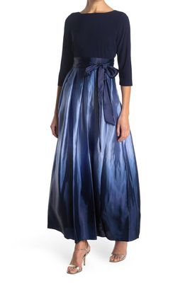 SLNY SL FASHIONS 3/4 Length Sleeve Ombre Dress in Navy/Wed