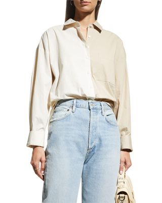 Sloane Button-Front Colorblock Shirt