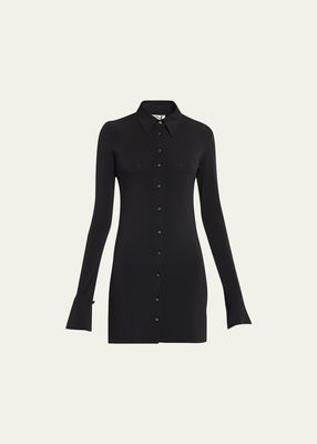 Sloane Point-Collar Mini Jersey Shirtdress